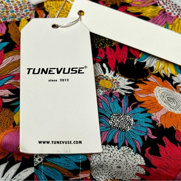 Tunevuse Mens Sz XL Vibrant Floral Button Down Shirt Regular Fit Happy Hipster - Picture 7 of 12